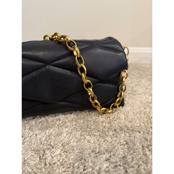 Mango Quilted Shoulder Bag – Black with Gold Chain - Picture 2 of 4